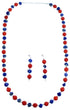 Navajo Sterling Silver Coral Lapis Bead Necklace And Earrings Set LX113490